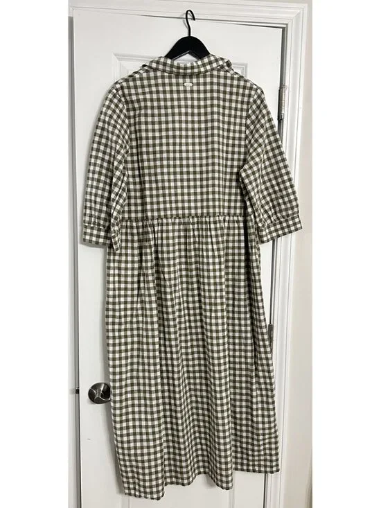 BARBOUR Adele Midi Shirt Dress in Dusky Gingham Green Size US 10 - Picture 6 of 12